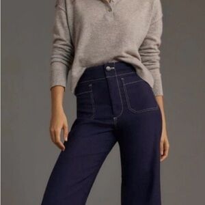 Anthropologie Navy Wide Leg Pants